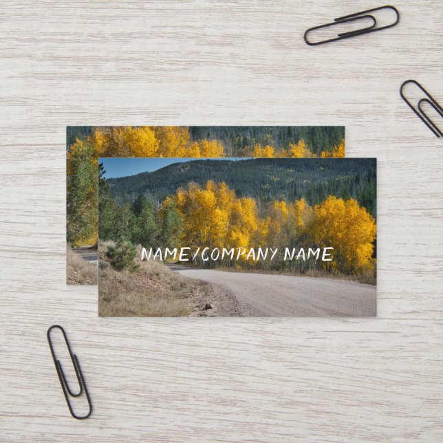 nature mountain aspen fall landscape custom business card (Front/Back In Situ)
