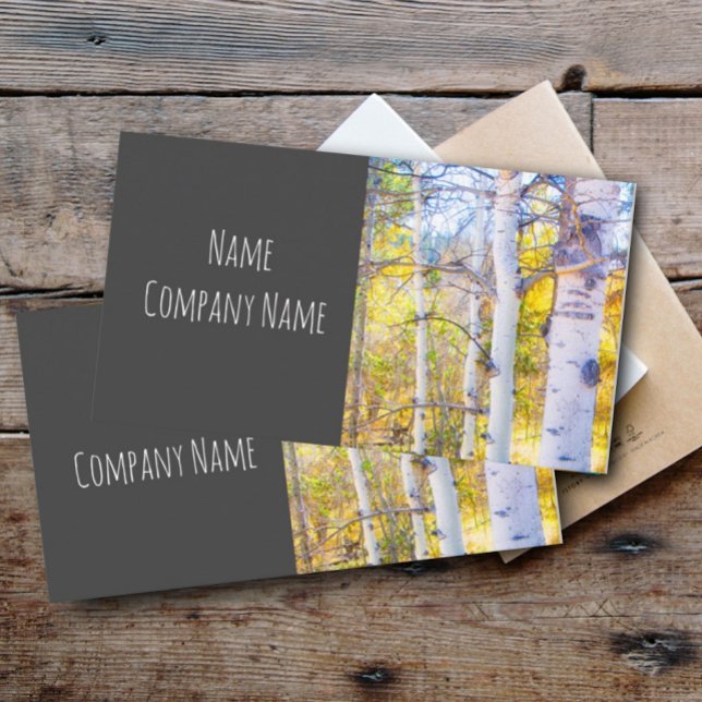 nature mountain aspen trees autumn yellow on gray  business card (Creator Uploaded)