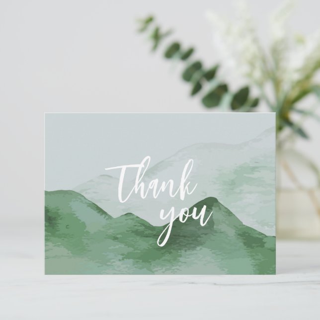 Nature Mountain Forest Wedding Thank you cards (Standing Front)