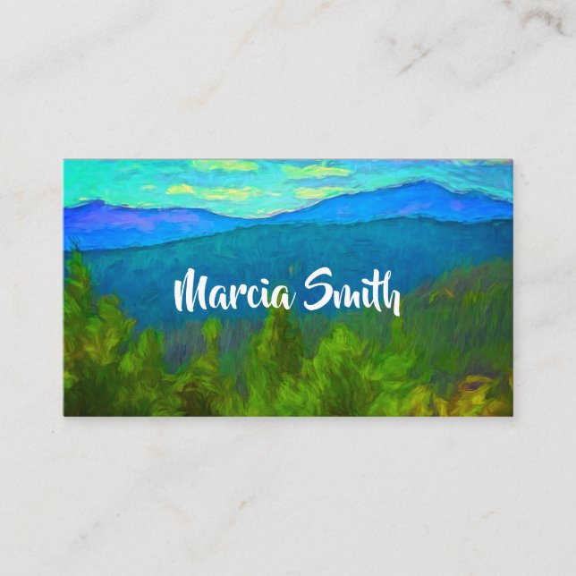 nature mountain scene landscape art custom business card (Front)