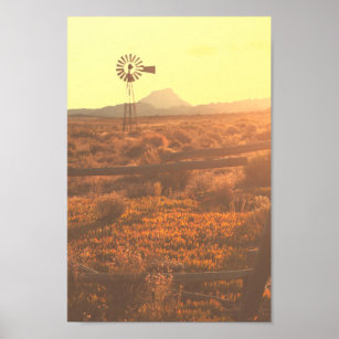 Nature Mountain South Africa ZA Wind Pump Poster