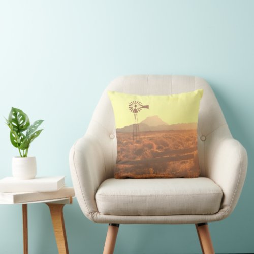 Nature Mountain South Africa ZA Wind Pump Throw Pillow
