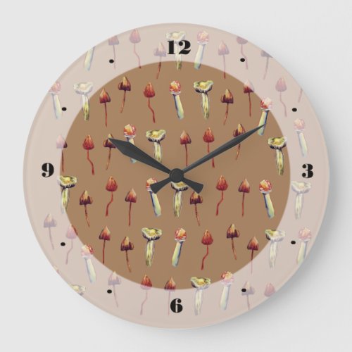 Nature Mushrooms Large Clock