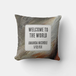 Nature Nursery Bird Feather Photo Gender Neutral Throw Pillow