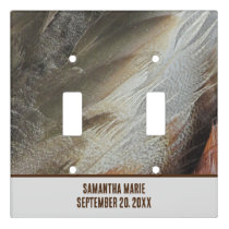 Nature Nursery Feathers Gray Brown Gender Neutral Light Switch Cover