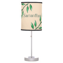 Nature Nursery Green Leaves Baby Name Table Lamp
