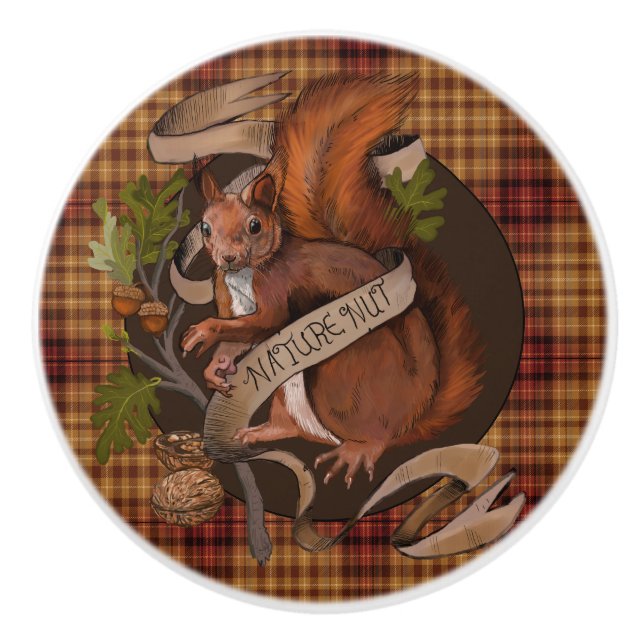 Nature Nut Squirrel  Ceramic Knob (Front)