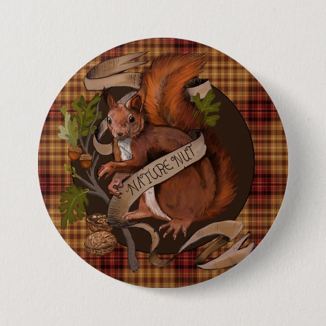 Nature Nut Squirrel Round  Button (Front)