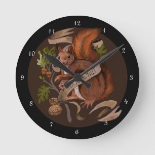 Nature Nut Squirrel  Round Clock