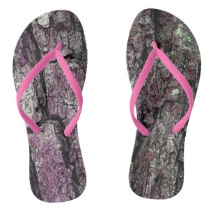 Nature Old Pine Bark Purple Flip Flops
