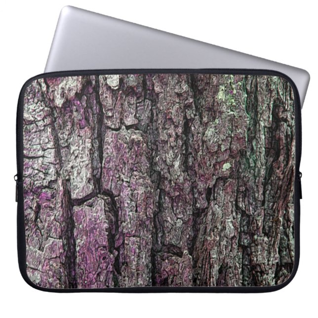Nature Old Pine Tree Bark Purple Laptop Sleeve (Front)