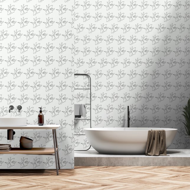 Nature Orchid Flower Pattern Design  Wallpaper (Bathroom)