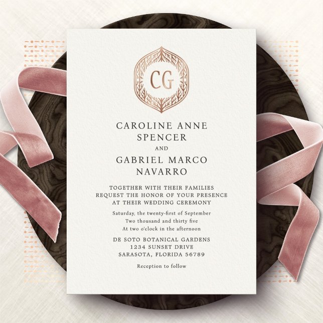 Nature Outdoor Formal Monogram Wedding Foil Invitation (Creator Uploaded)