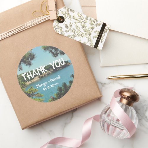 Nature Outdoor Wedding Thank You Classic Round Sticker