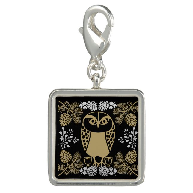 Nature Owl Folk Art Charm (Front)