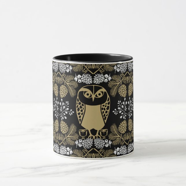 Nature Owl Folk Art Mug (Center)