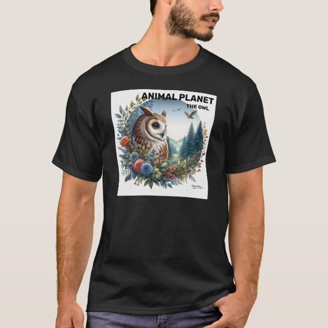 Nature Owl Printed - Animal Art T-Shirt (Front)