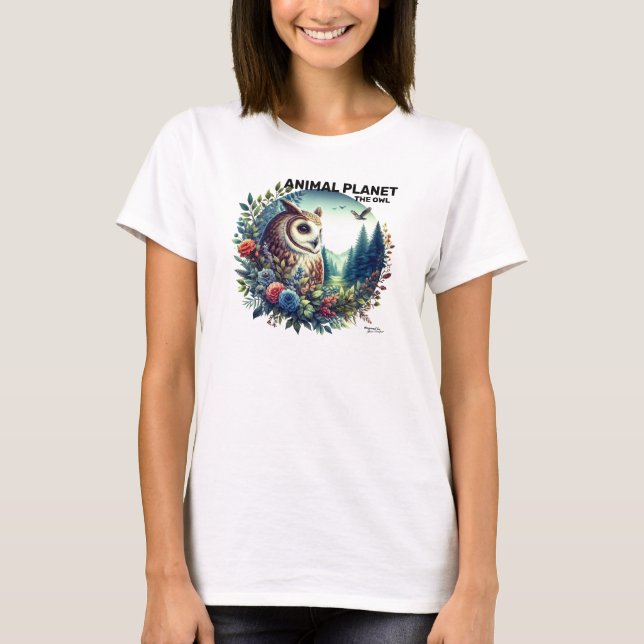 Nature Owl Printed - Animal Art T-Shirt (Front)