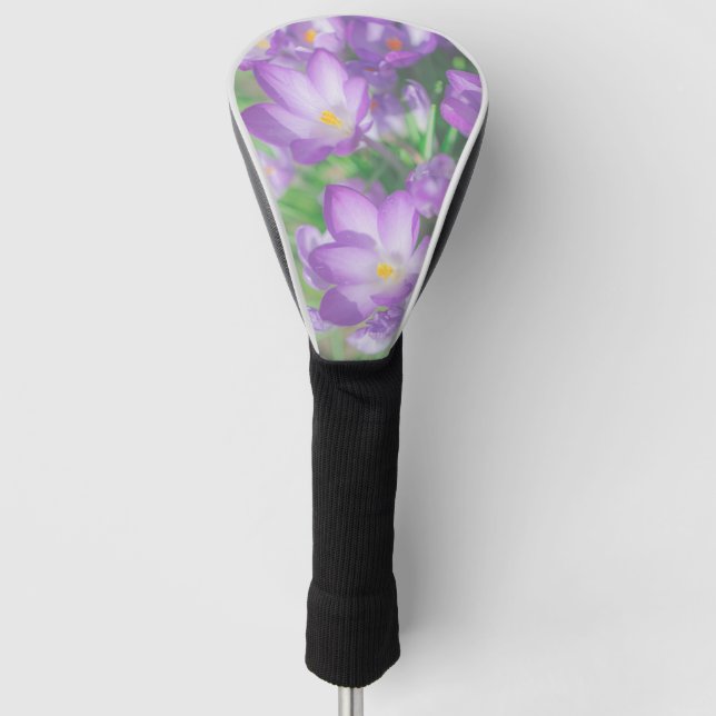 Nature Pale Purple Pastel Crocus Flowers Floral Golf Head Cover (Front)