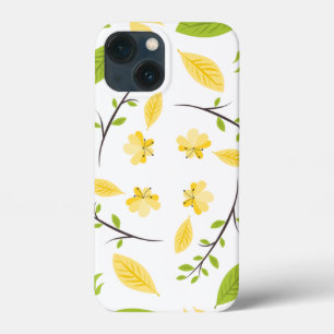 Nature Pattern Leaves Drawing Sketch Flowers iPhone 13 Mini Case
