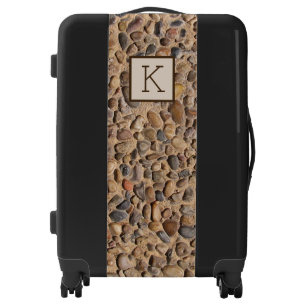 Nature Pebble Stones Photo with Monogram Luggage