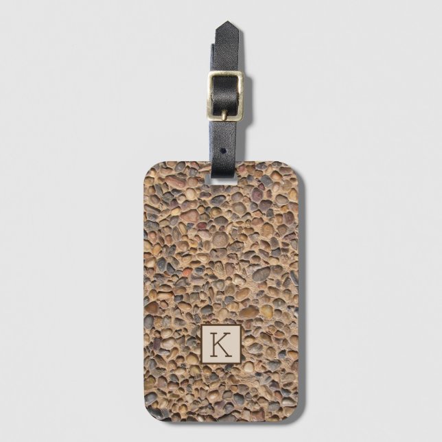 Nature Pebble Stones Photo with Monogram Luggage Tag (Front Vertical)