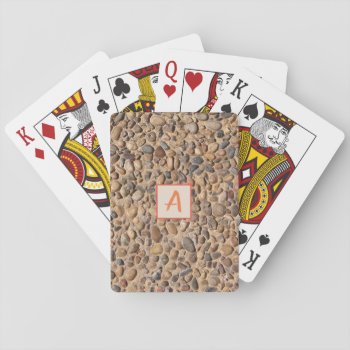 Nature Pebble Stones Photo With Monogram Playing Cards by KreaturRock at Zazzle