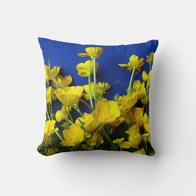 Nature photographs; buttercups throw pillow (Front)