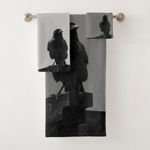 Nature Photography BlackBirds Crows Bath Towel Set