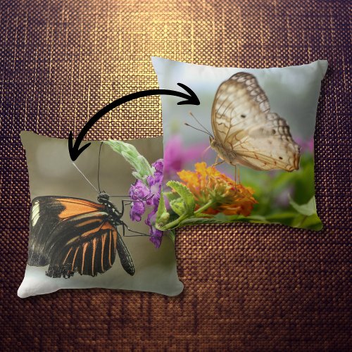 Nature Photography Butterfly on Flower Throw Pillow