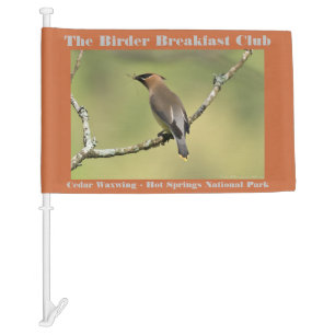 Nature Photography Cedar Waxwing Birder Car Flag