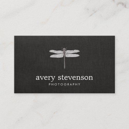 Nature Photography Black Linen Look  Business Card