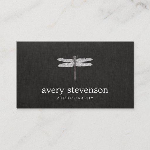Customizable Nature Photography Black Linen Look  Business Card