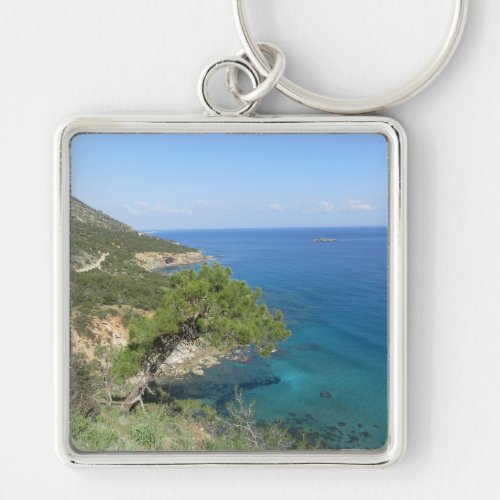 Nature Photography Mediterranean Mountain  Sea Keychain