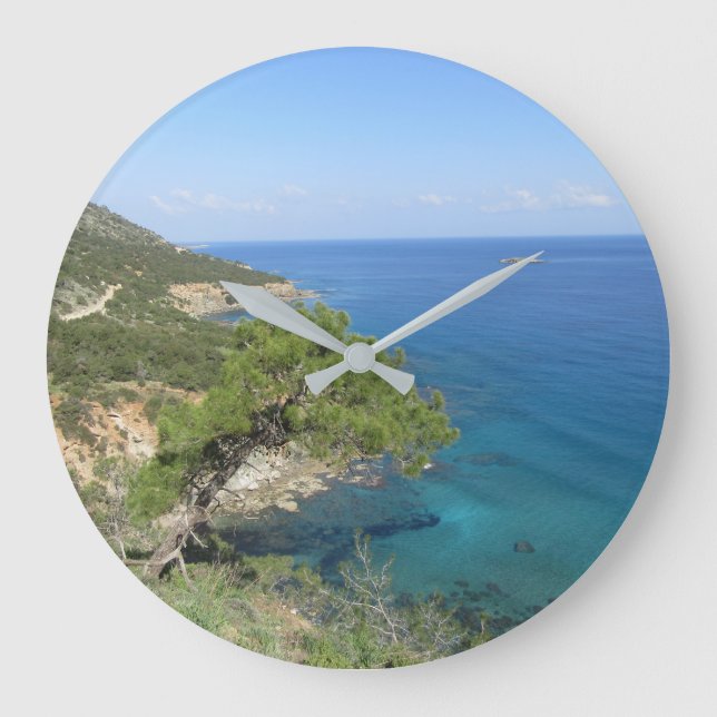 Nature Photography Mediterranean Mountain & Sea  Large Clock (Front)