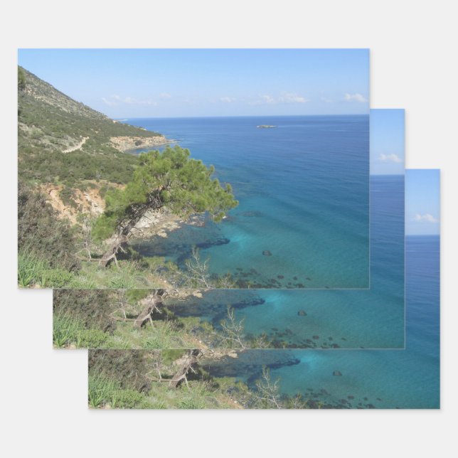 Nature Photography Mediterranean Mountain & Sea  Wrapping Paper Sheets (Set)