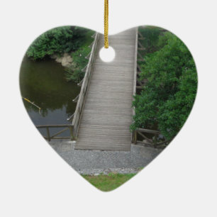 Nature Photography Park Bridge Trees Green Ceramic Ornament