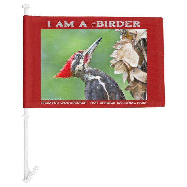 Nature Photography Pileated Woodpecker Birder Car Flag (Front)