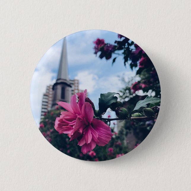 Nature Photography - Pink Flower Button (Front)