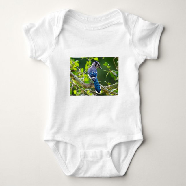 Nature Photography Shy Blue Jay Apparel Gifts Baby Bodysuit (Front)