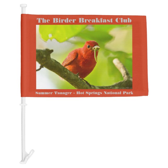 Nature Photography Summer Tanager Birder Car Flag (Front)