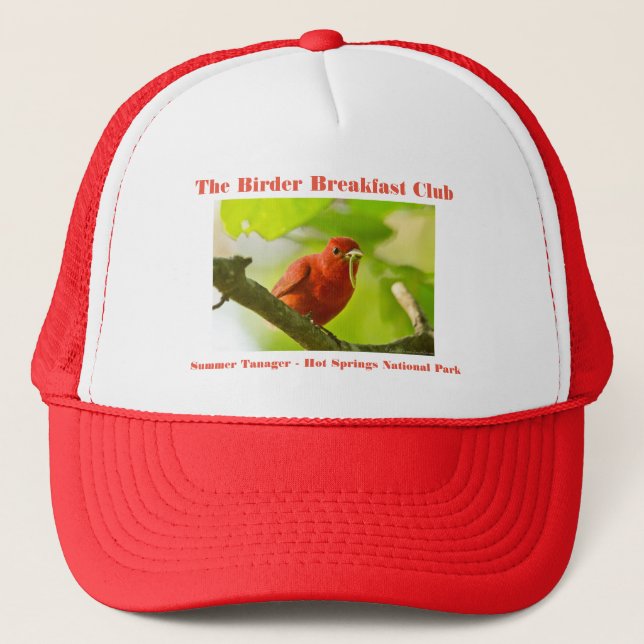 Nature Photography Summer Tanager Birder Trucker Hat (Front)