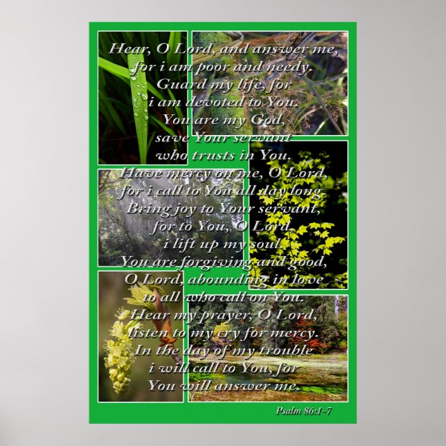 nature photos and psalm 86:1-7 poster (Front)