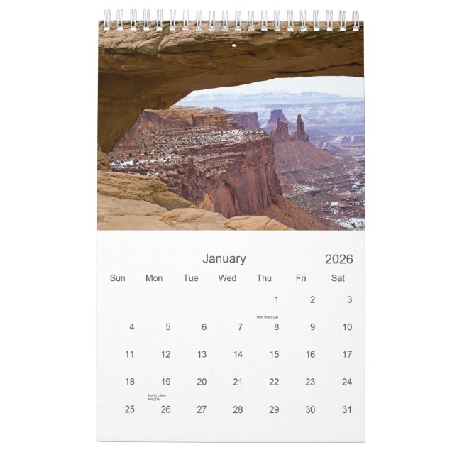 Nature Photos Calendar (Jan 2026)