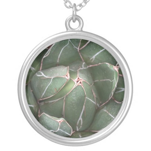 Nature Plant Mandala Aloe Plant  Round Necklace