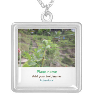 Nature plants photography beach water travel name silver plated necklace