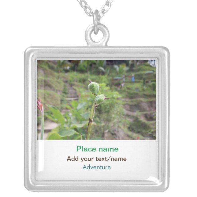 Nature plants photography beach water travel name silver plated necklace (Front)