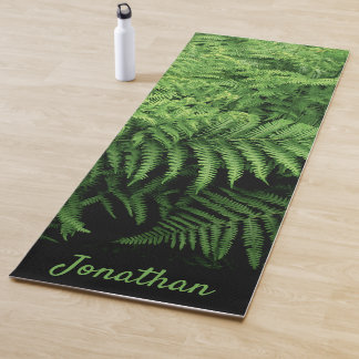 Nature Print Fern Frond with Name Yoga Mat