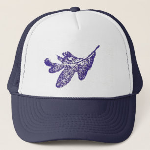 Nature print of white oak leaf in purple Hat