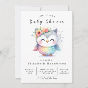 Nature Printable Owl Baby Shower Invitation